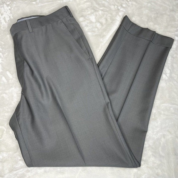 Hart Schaffner Marx Men's Gray 100% Wool Tapered Leg Dress Pants 36X31 - Picture 2 of 12